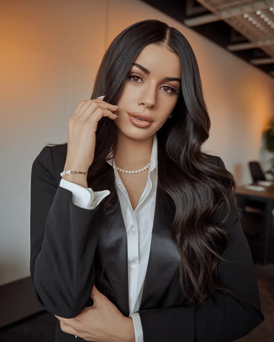 Great ideas of long hair for the summer of 2025 Retro waves for office chic