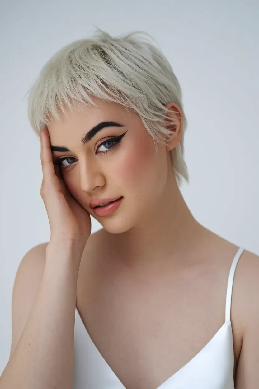 Perfect haircuts for oval faces - Platinum Pixie with soft texture