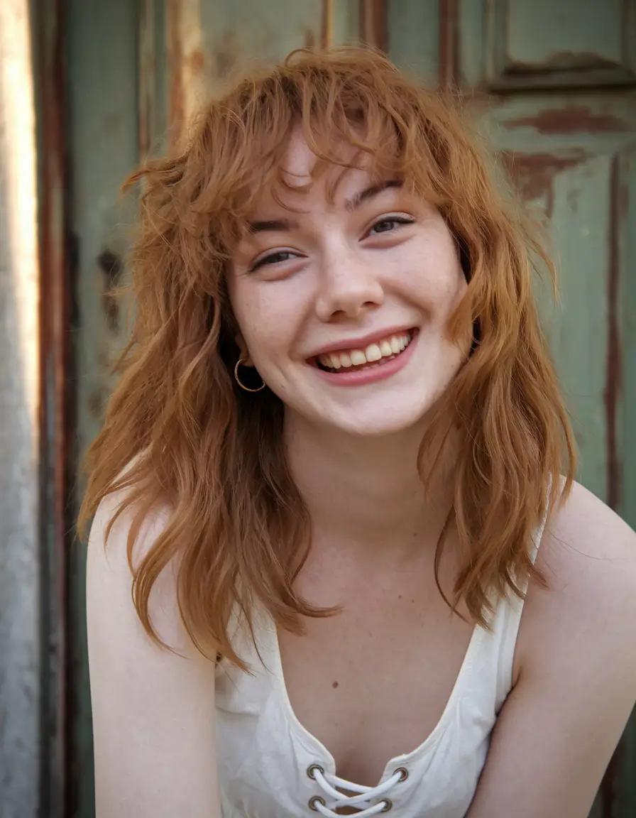 Perfect haircuts for oval faces - feathered ginger ball
