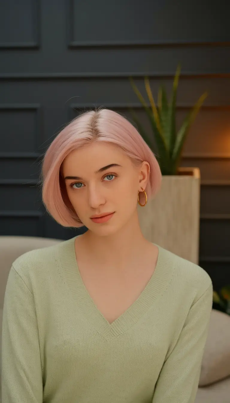 Autumn hair colored trends matte pastel pink bean