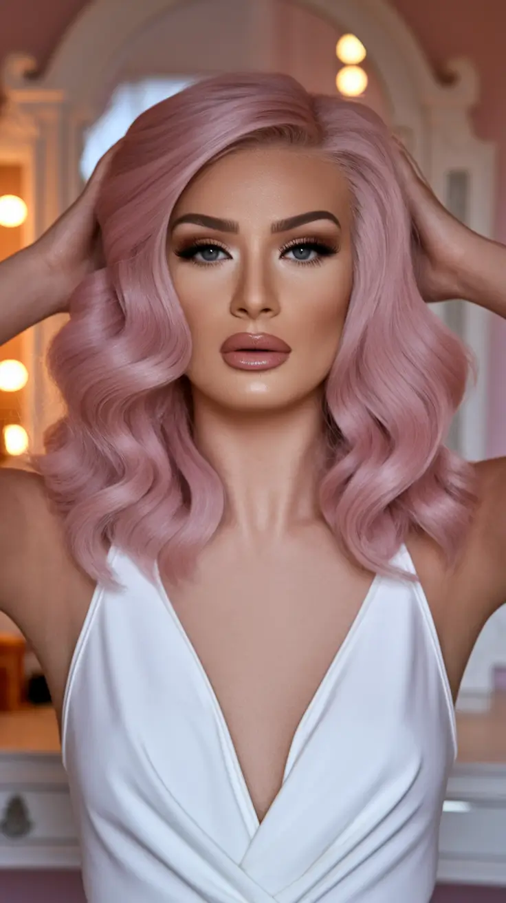 Pastel rose pastel with retro -waves