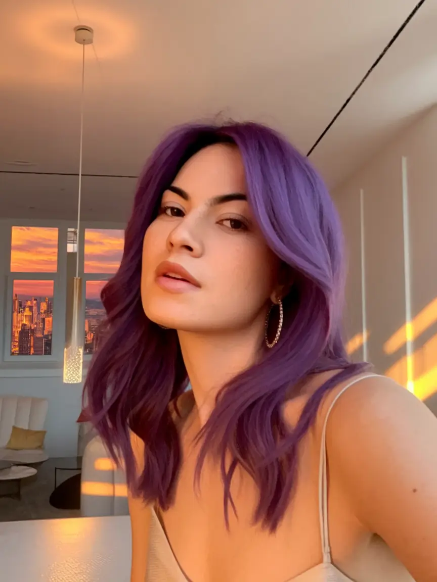 Autumn hair color trends of matte purple