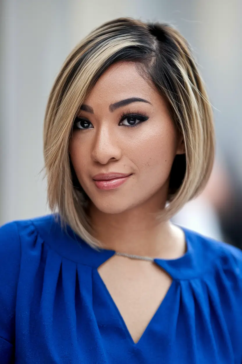 Bob chic haircuts asymmetric bean with dimensional moments