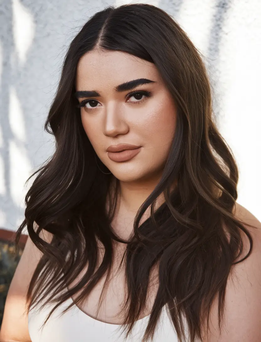 Haircuts for plus the size of women long length glossy layers for light elegance