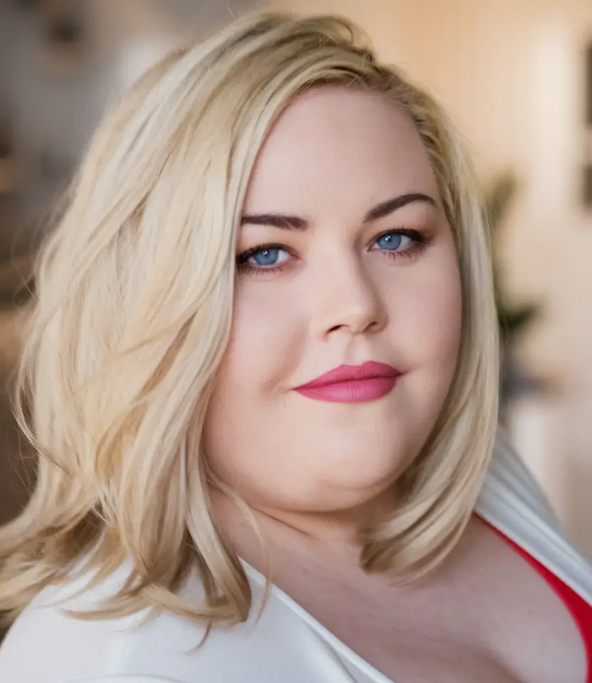 Medium haircuts for women plus size volumetric layers of blonde with retro -vibrations