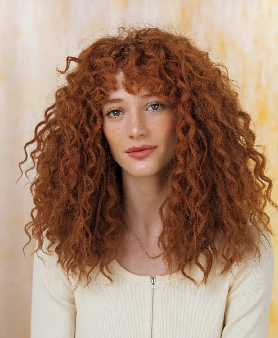 Inspiration in curly haircuts - natural curls for summer 2025+structured copper layers with details