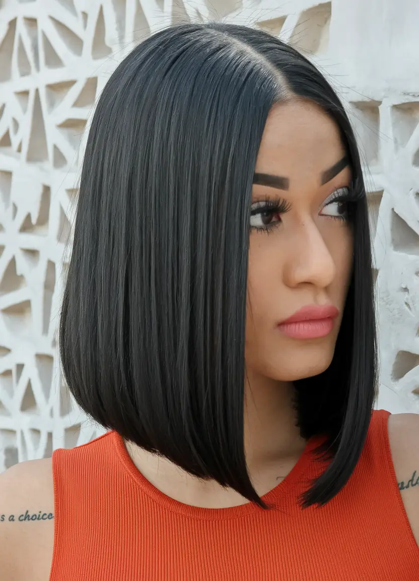 Cute natural summer ideas of hairstyles 2025: Easy view of a smooth dumb bob with the edge
