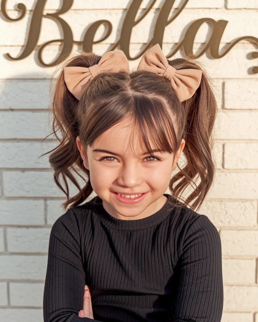 Girl haircut shock double tails with a curtain