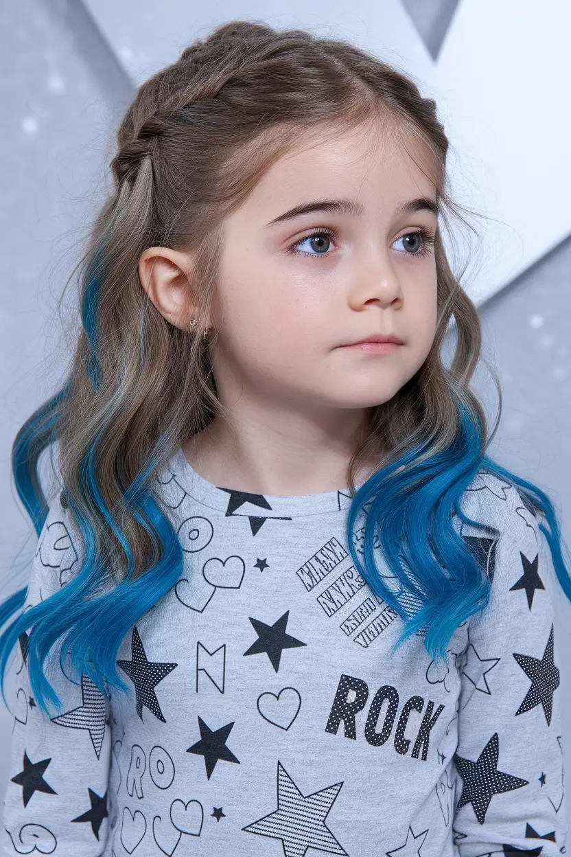 Girls Striga of children bright -blue ombre waves for mini -zrozds