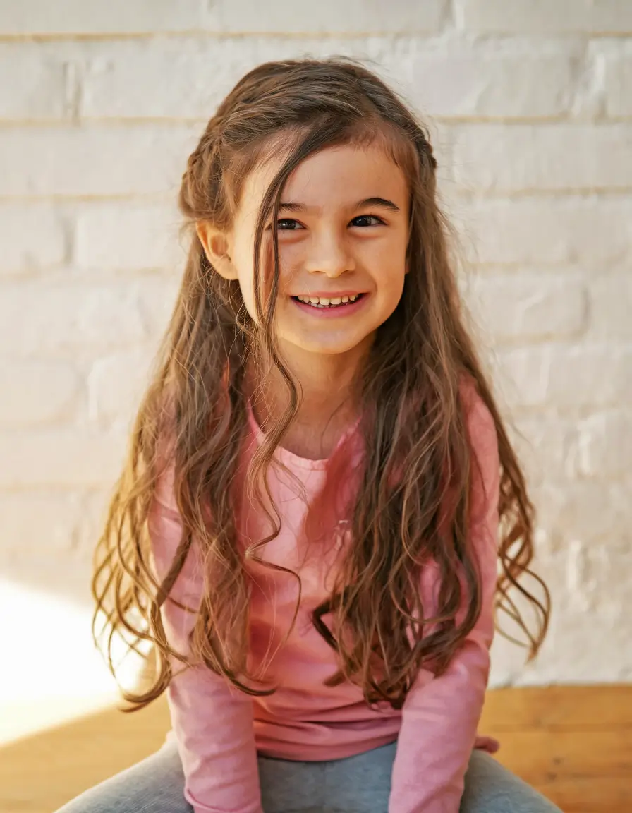 Girl haircuts long boho long layers with a wicker crown