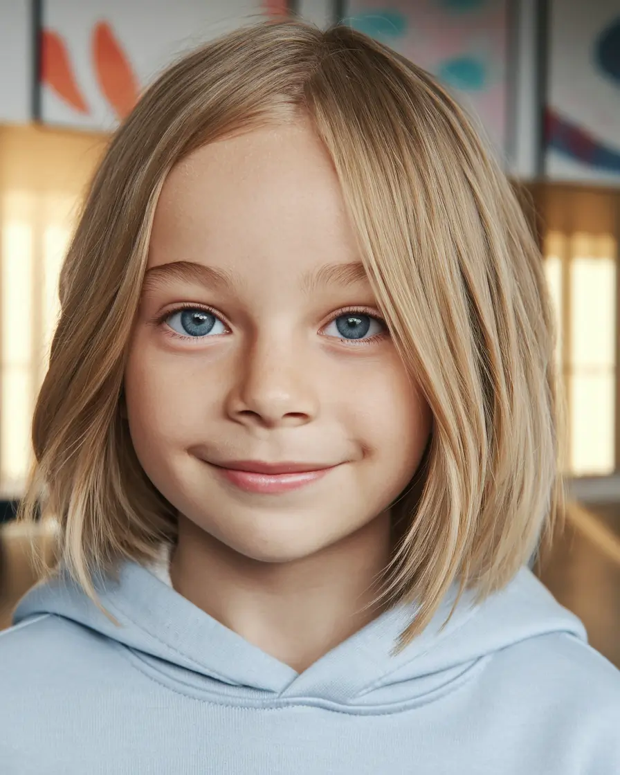 Haircuts for girls Average textured medium bean with thin layers