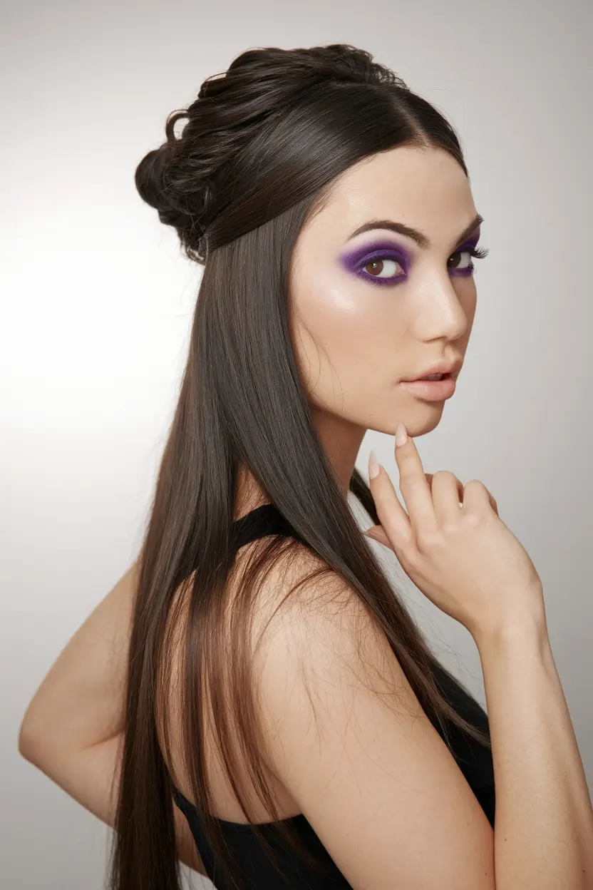 Light summer hairstyles of straight hair half
