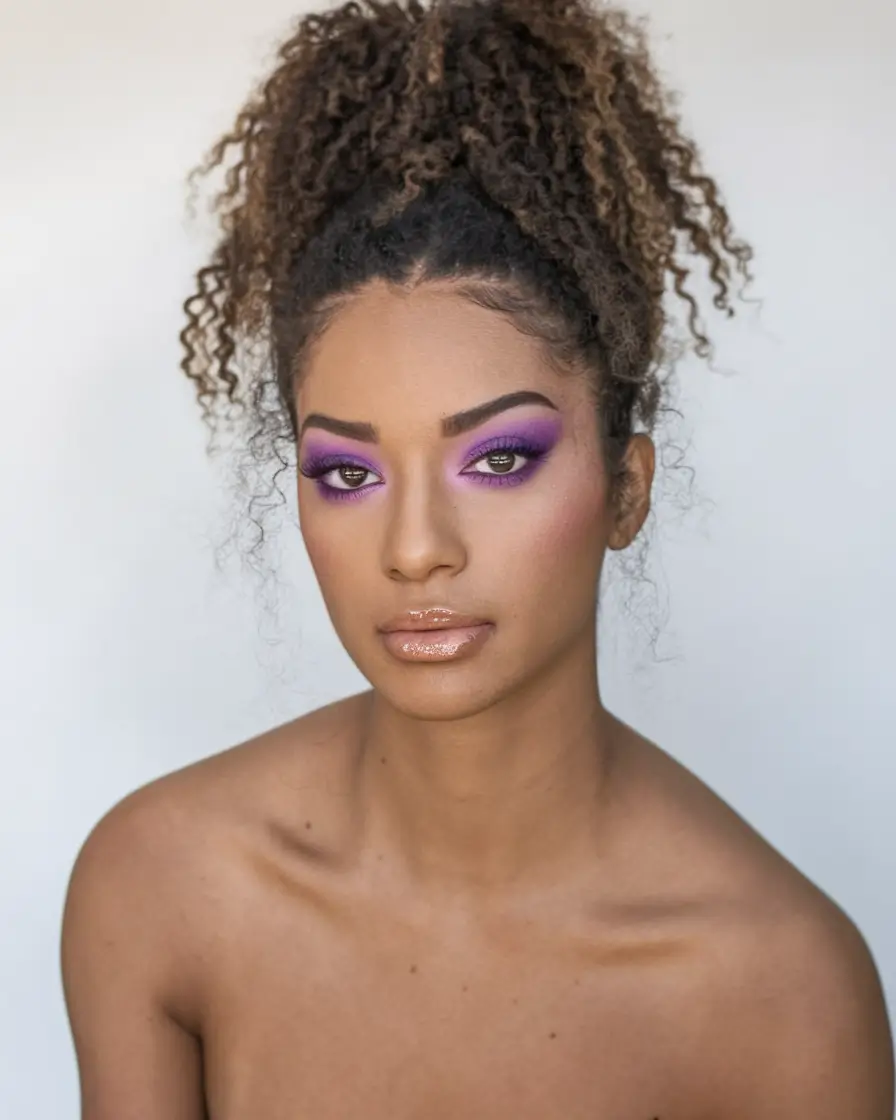 Summer summer hairstyles curly with a high puff with a natural texture