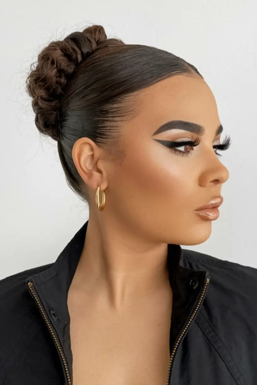 Light summer hairstyles slide a wicker buns with glossy trim
