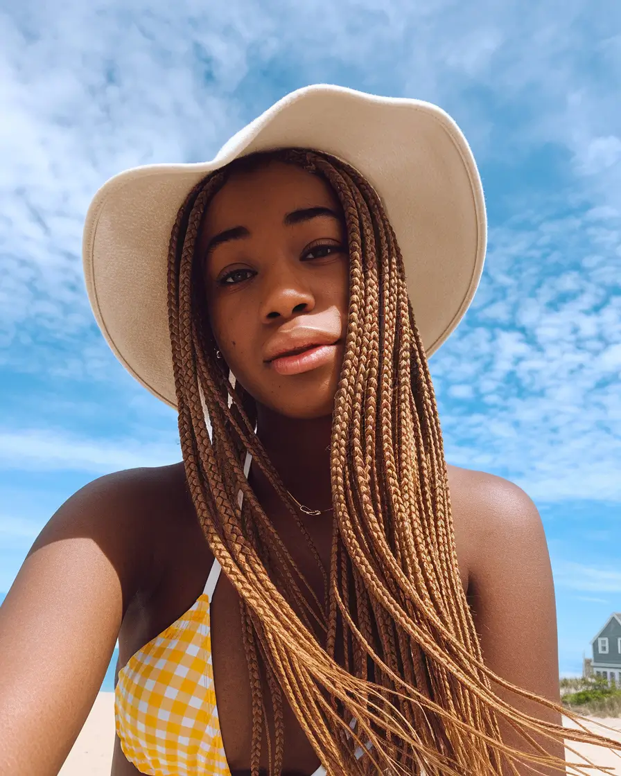Restless views for relaxation hairstyles for the summer of 2025. Golden braids with summer radiance