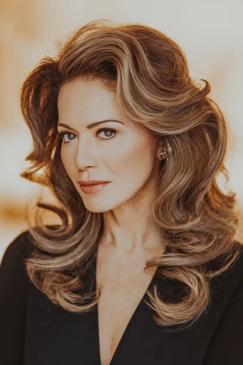 Autumn 2025 Haircuts for women 50+ Hollywood long bean with deep volume
