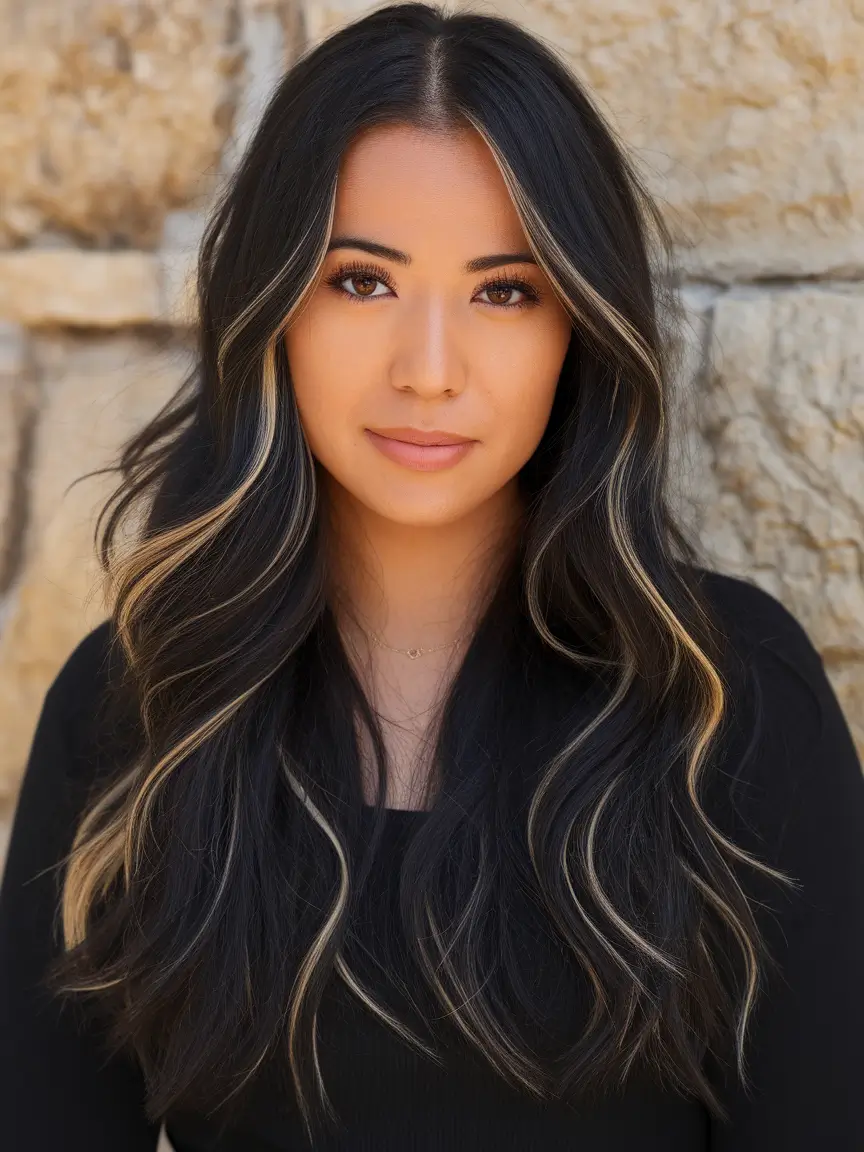 Autumn hair color ideas 2025 Dark Roast with light veins
