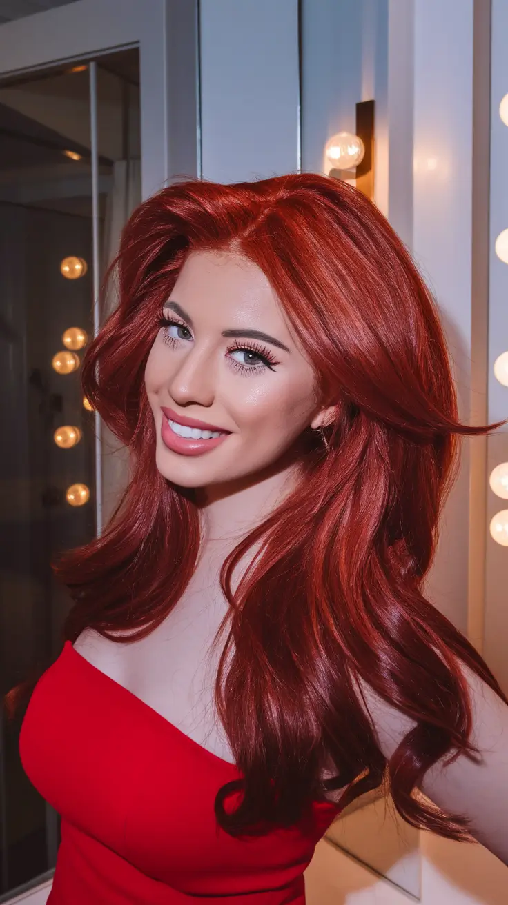 Autumn hair color ideas 2025 Hollywood siren red