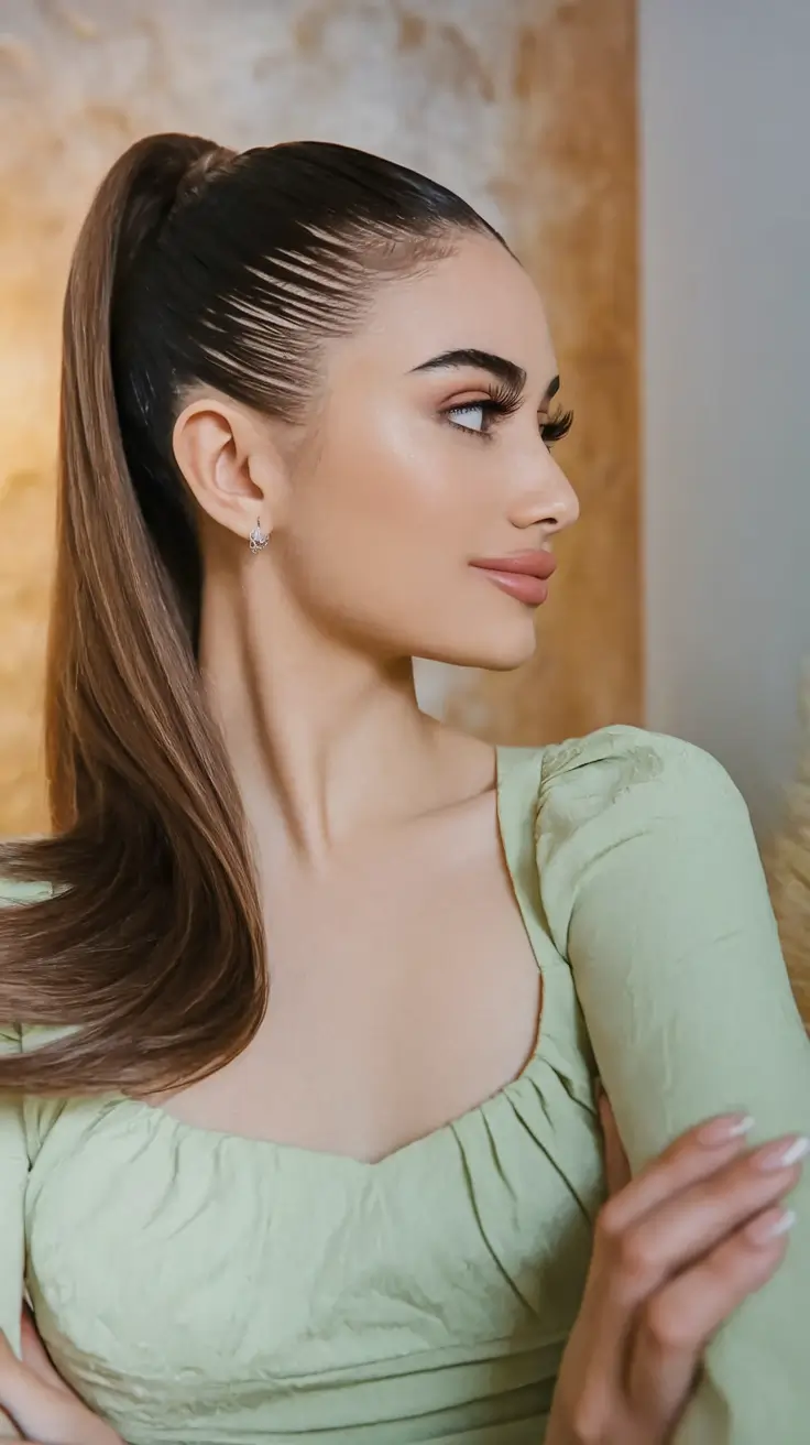 Fresh hairstyles in July 2025. Soft smooth pony with glam