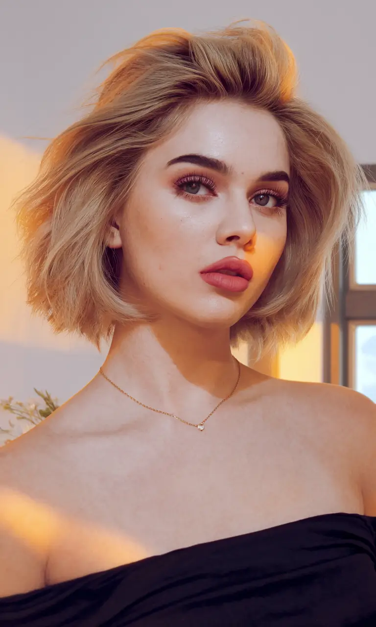 Fresh hairstyles for July 2025. Bob voluminous blonde with power rise