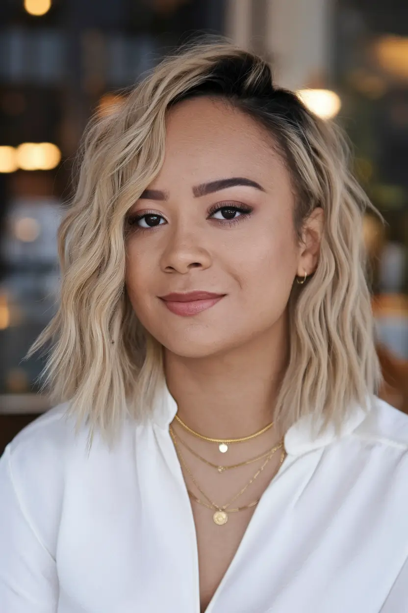 Short wavy haircuts for puffy faces Soft beach beach with lateral volume