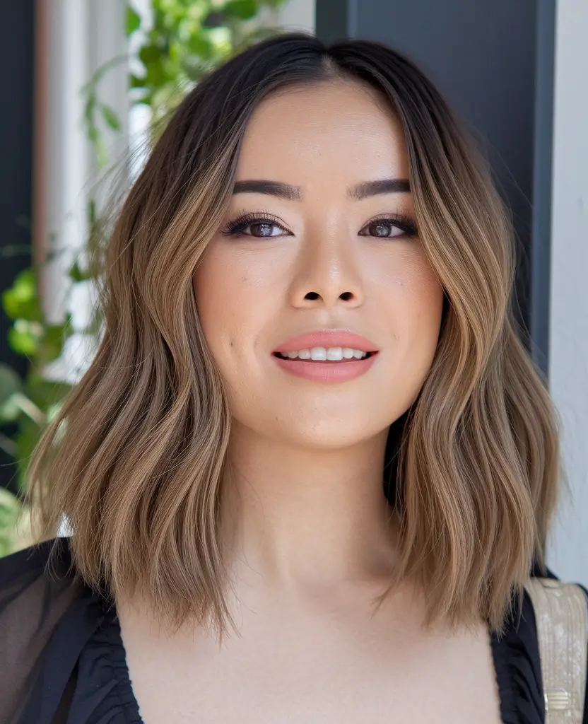 Summer haircuts for puffy faces soft waves with rooted Balaide