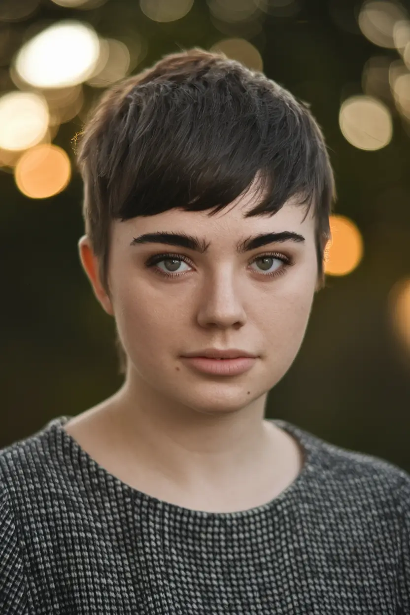 Summer haircuts for puffy faces of sharp boyish crops with soft fringe