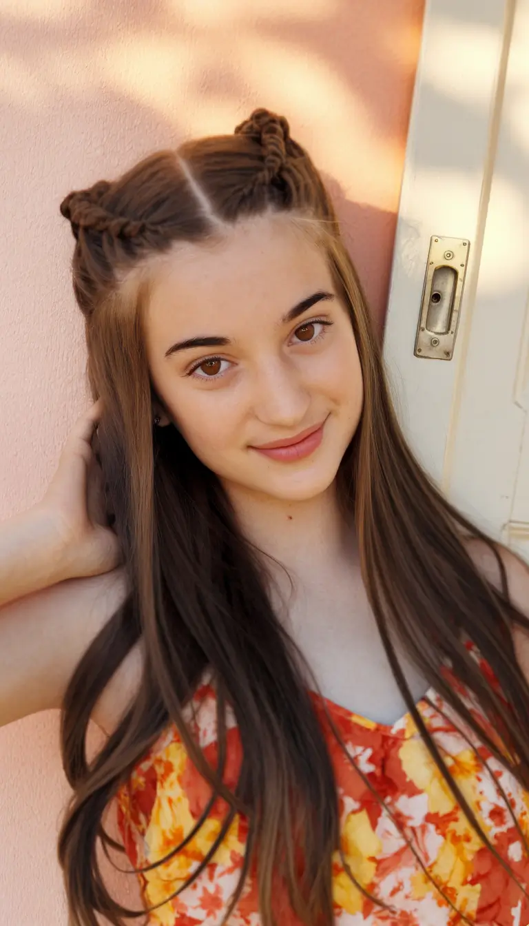Fresh summer hairstyles for girls -teenage 2025 Twist Crown with a smooth length