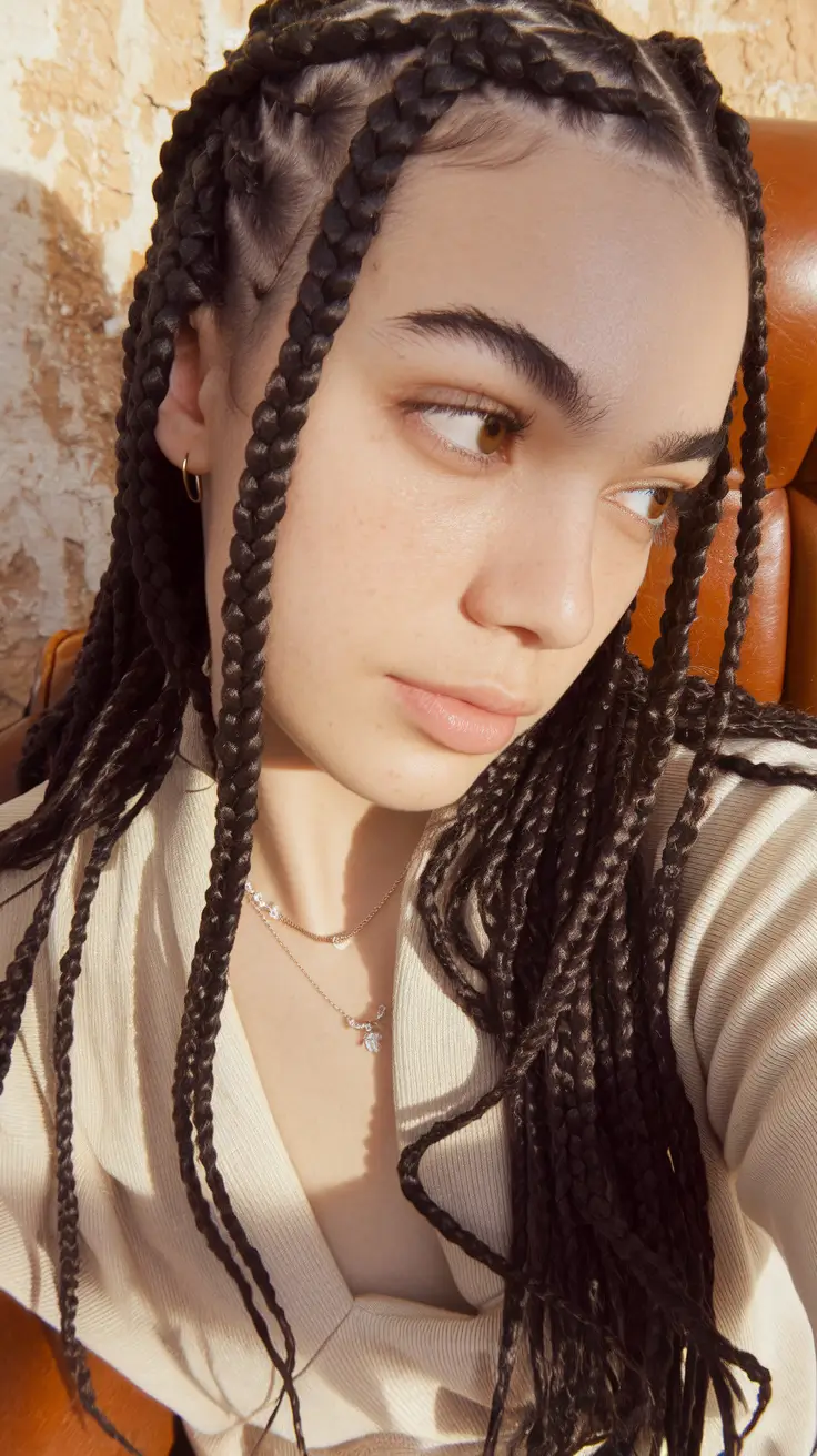 Fresh summer hairstyles for girls -teenage 2025 Certain boxes of pigtails with the side