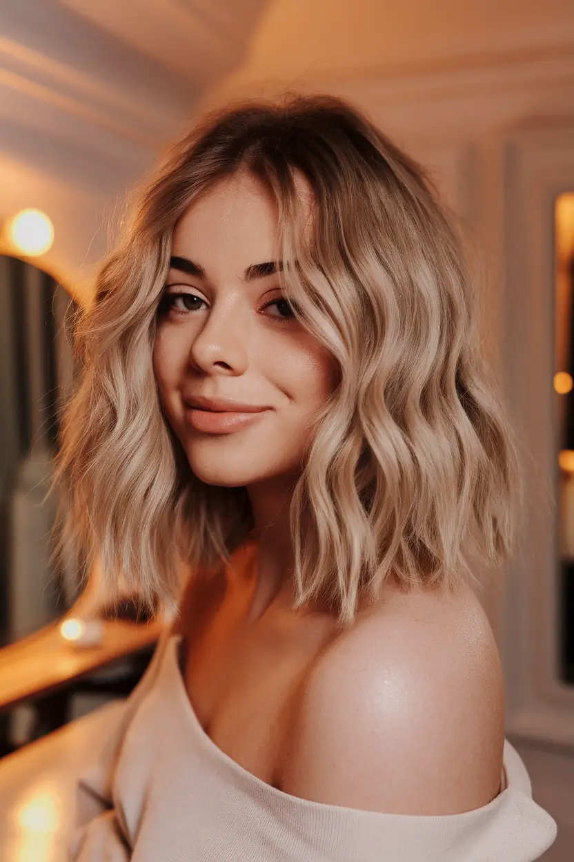 Light hair color for blonde shoulder lengths.