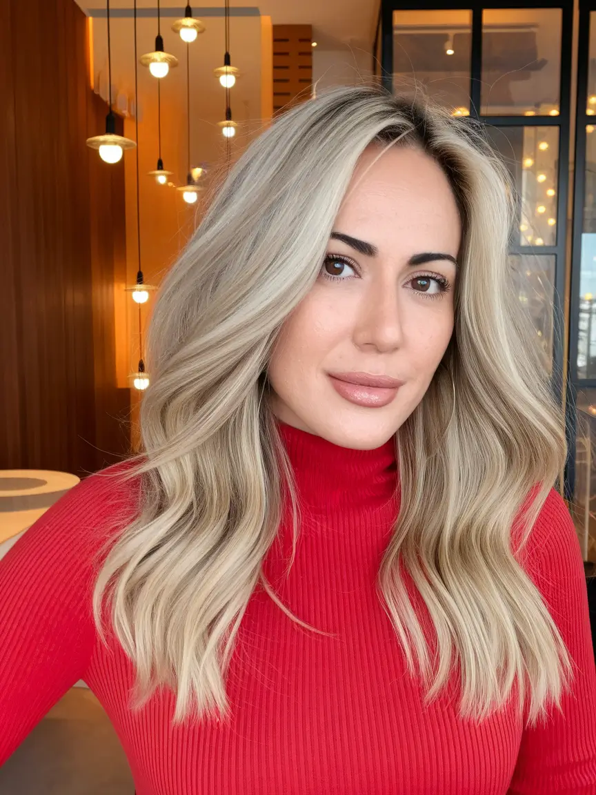Autumn hair color for blondes Golden ash soft volume