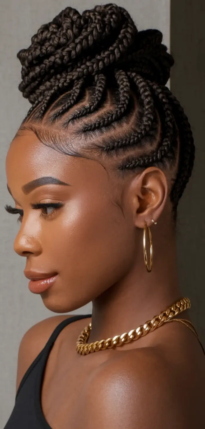 Magnificent braids for black women summer 2025+tall crowned bun with sculptural children's hair