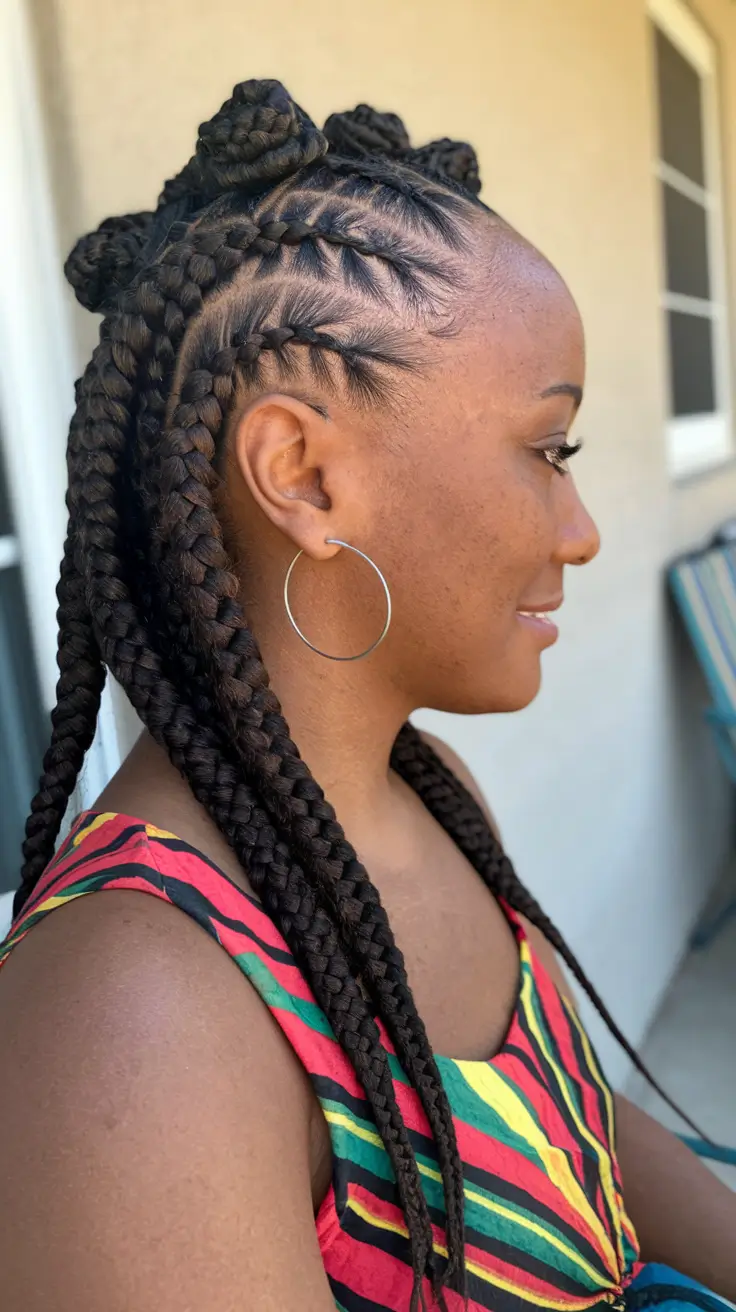 Magnificent braids for black women Summer 2025+half crown of a bantu with long fodder bones