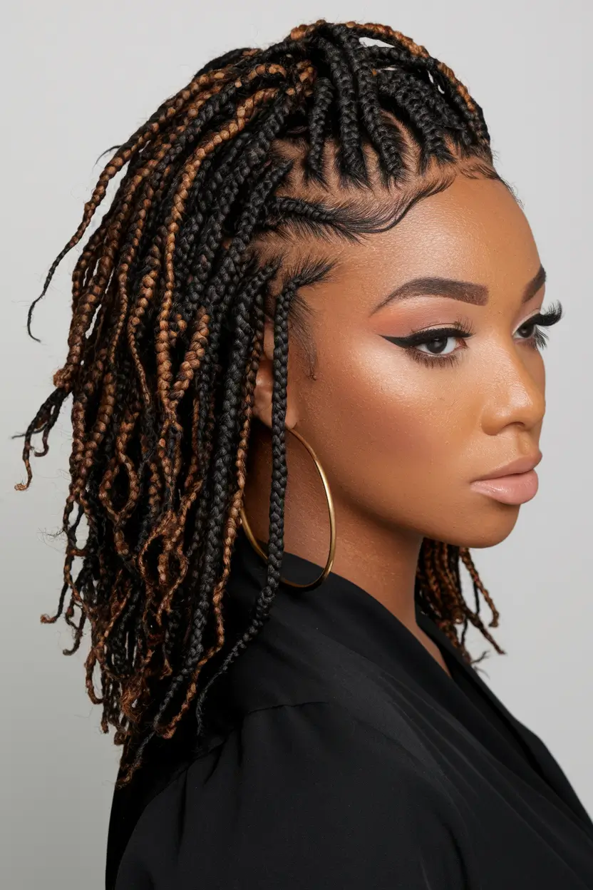 Magnificent braids for black women Summer 2025+micro-tips to the shoulders with caramel glare