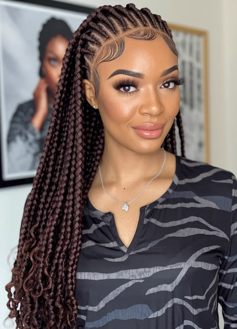 Great braids for black women Summer 2025+curved pigtails, inspired by corn with the ends
