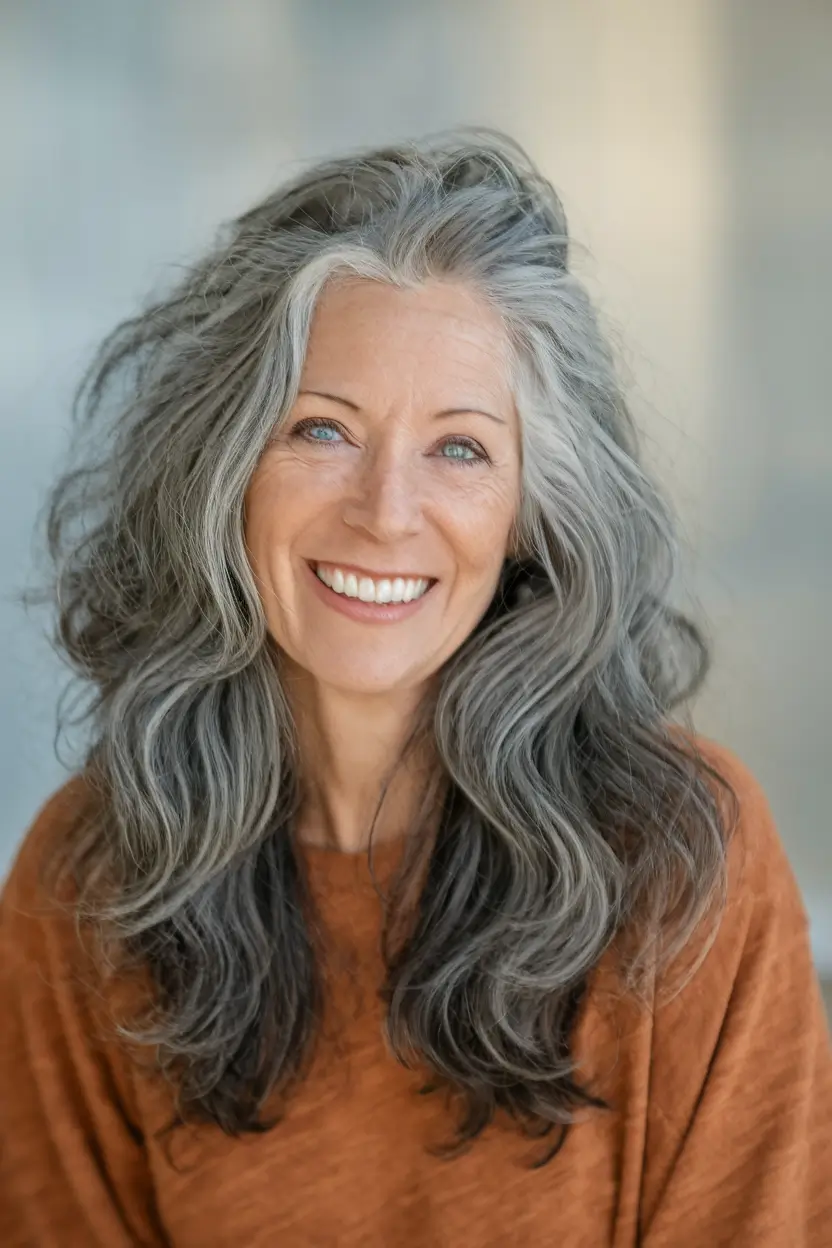 Haircuts for women over 60 - autumn 2025 Silver waves with a natural texture