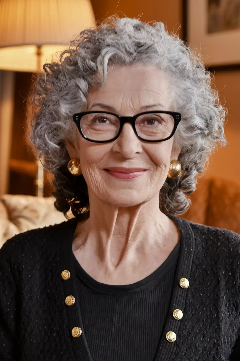 Haircuts for women over 60 years old - autumn 2025 A short curly bean with natural gray