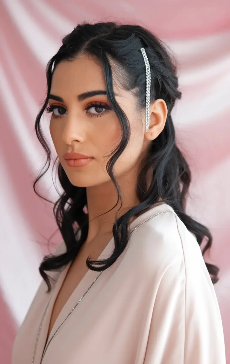 Hairstyles per day of labor 2025 Full waves with a tournament due to a rhinestone