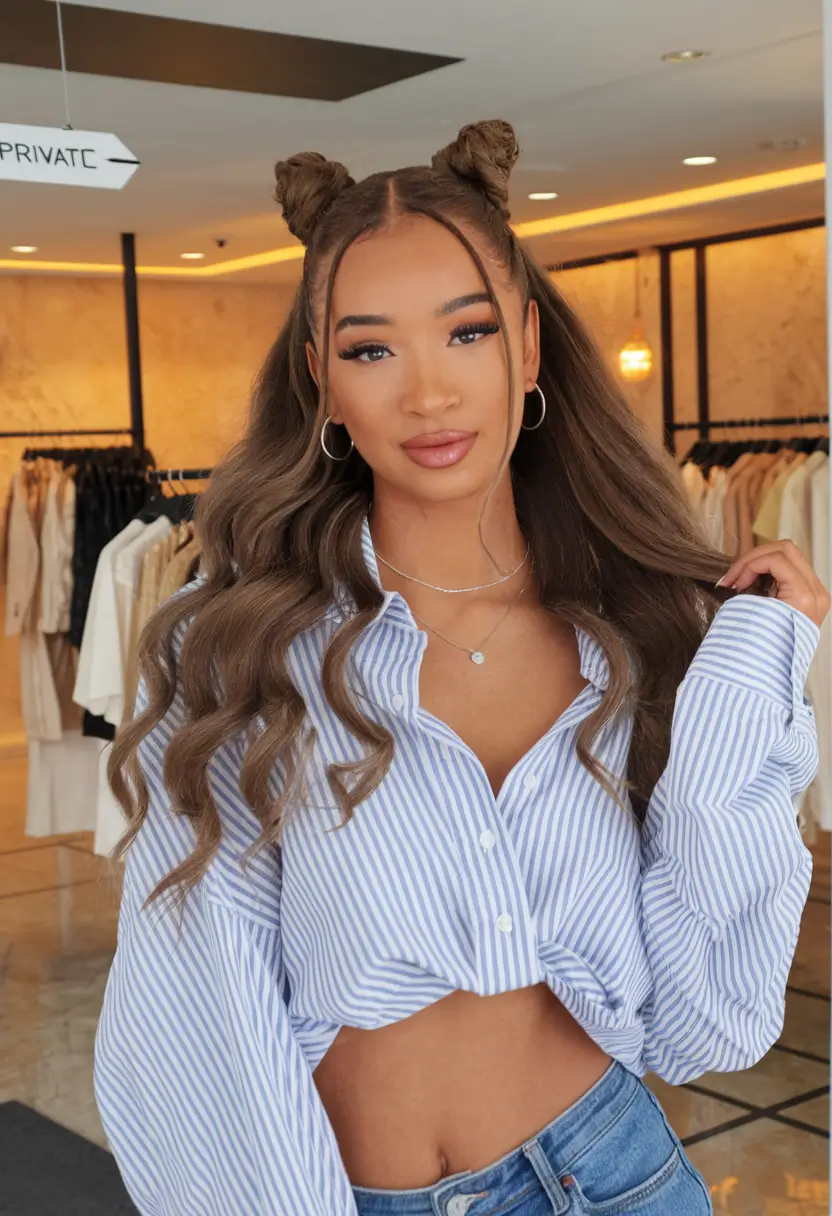 Hairstyles of the Day of Labor 2025 Playful waves with double nodes