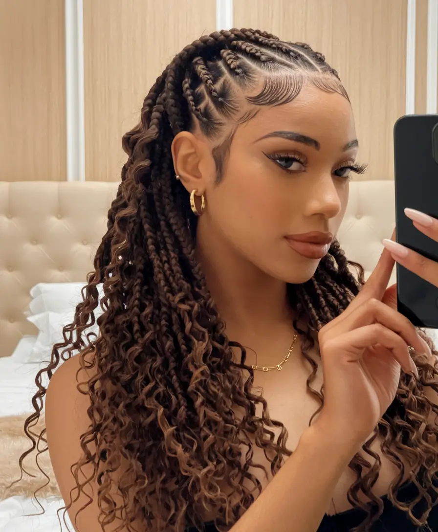 Hairstyles per day of labor 2025 determined woven turns with curly ends