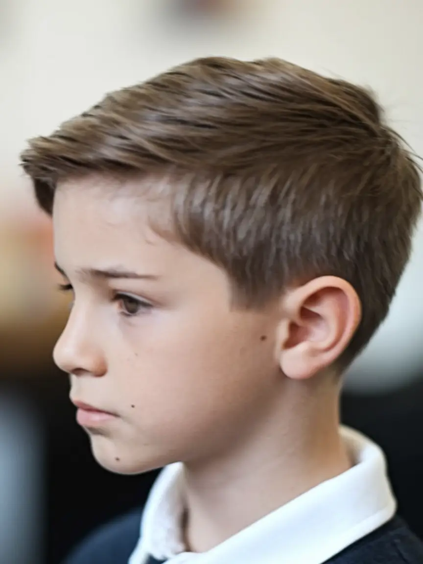 Boy-year-old kid-classical side to the side of the light-layers at school views