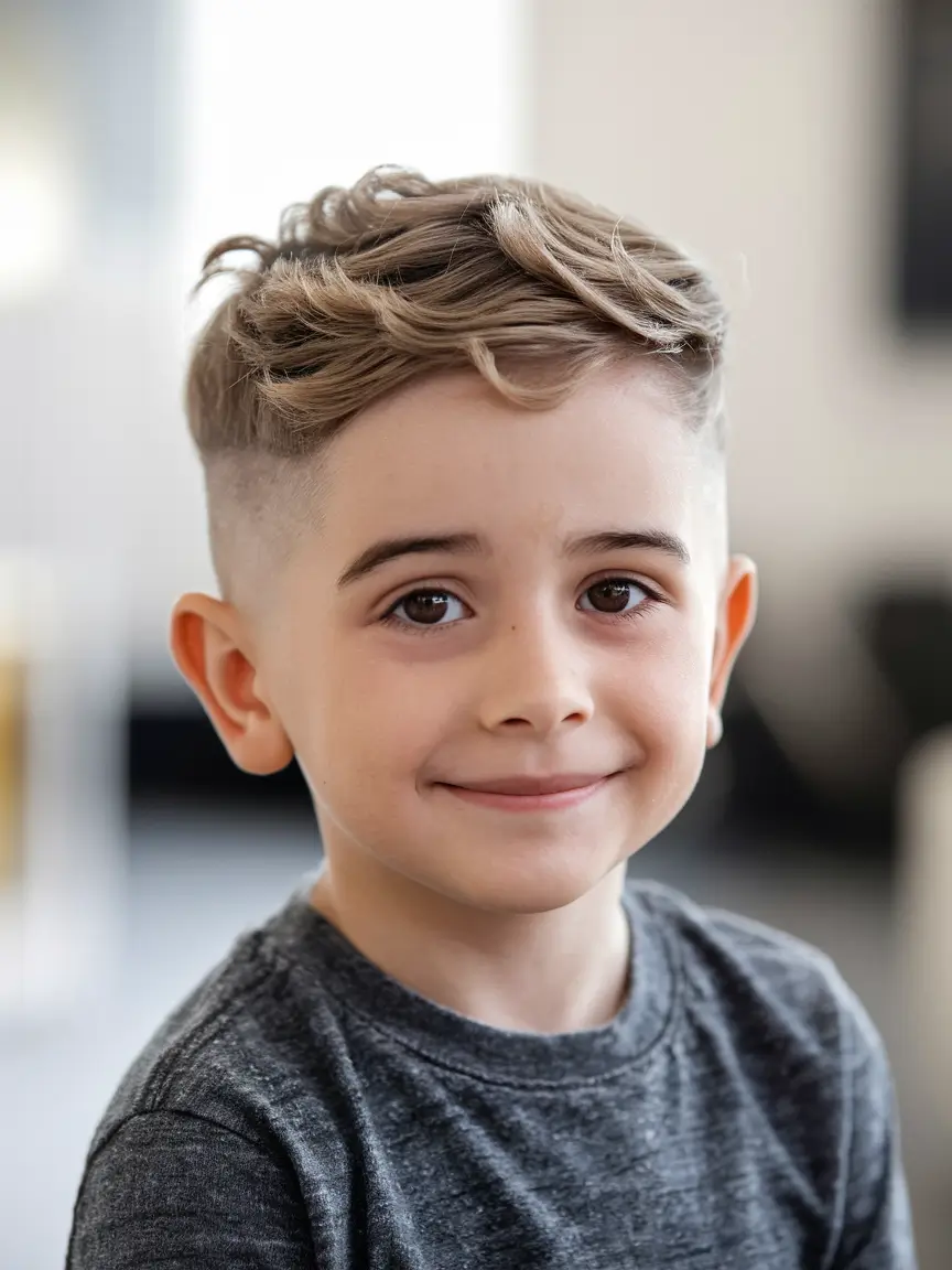Boy-year-old fiber-light wave top-with-with-cool-blaonde-texture