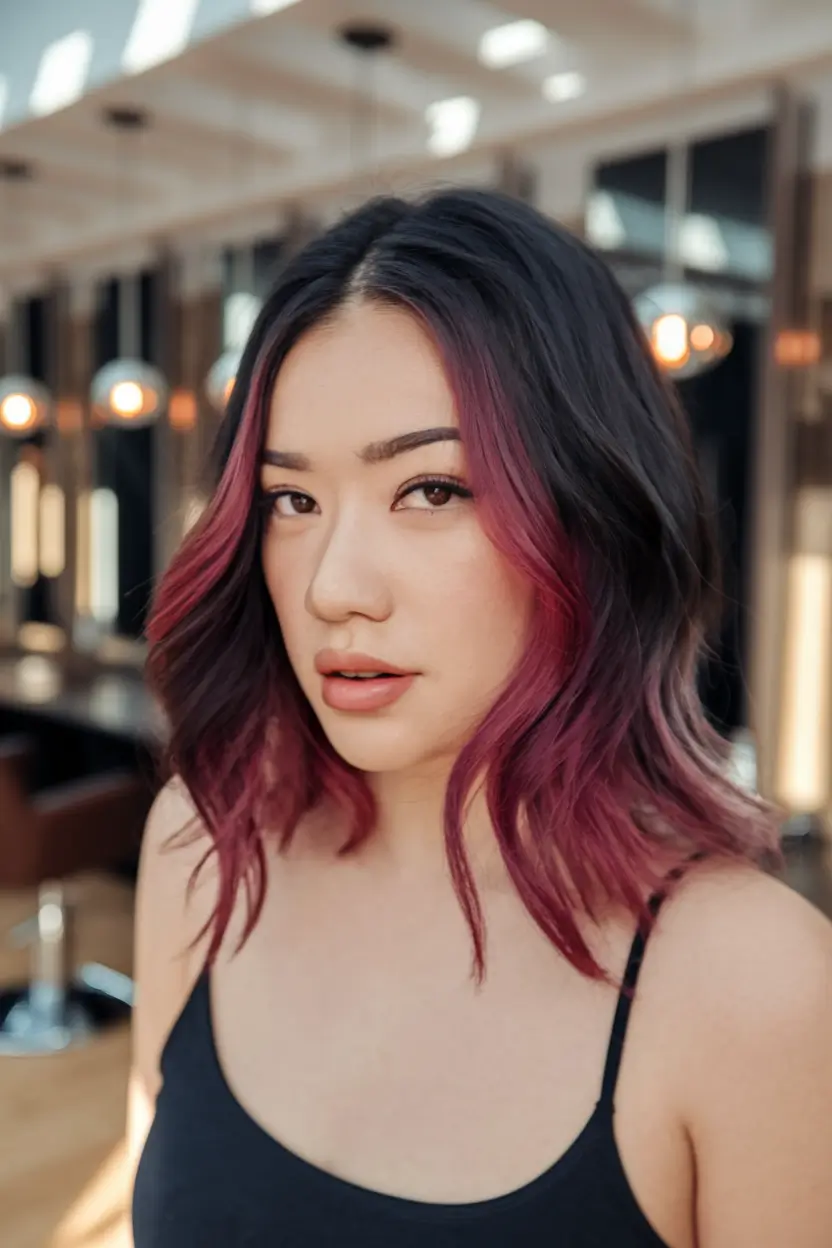 Modern shades of summer ombre hair color.