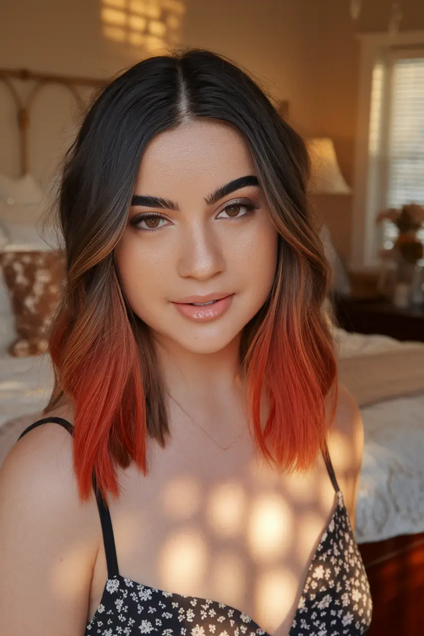 Modern shades of summer ombre hair color.