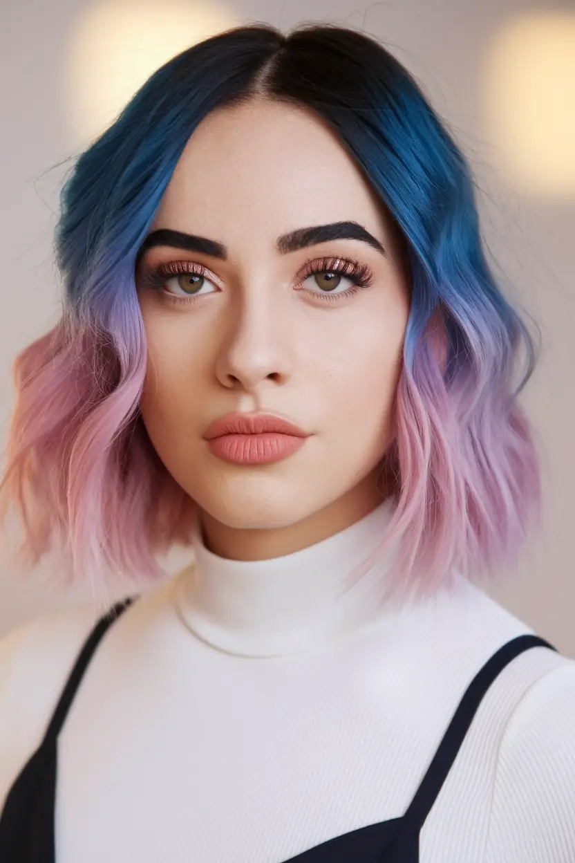 Modern shades of summer ombre hair color.