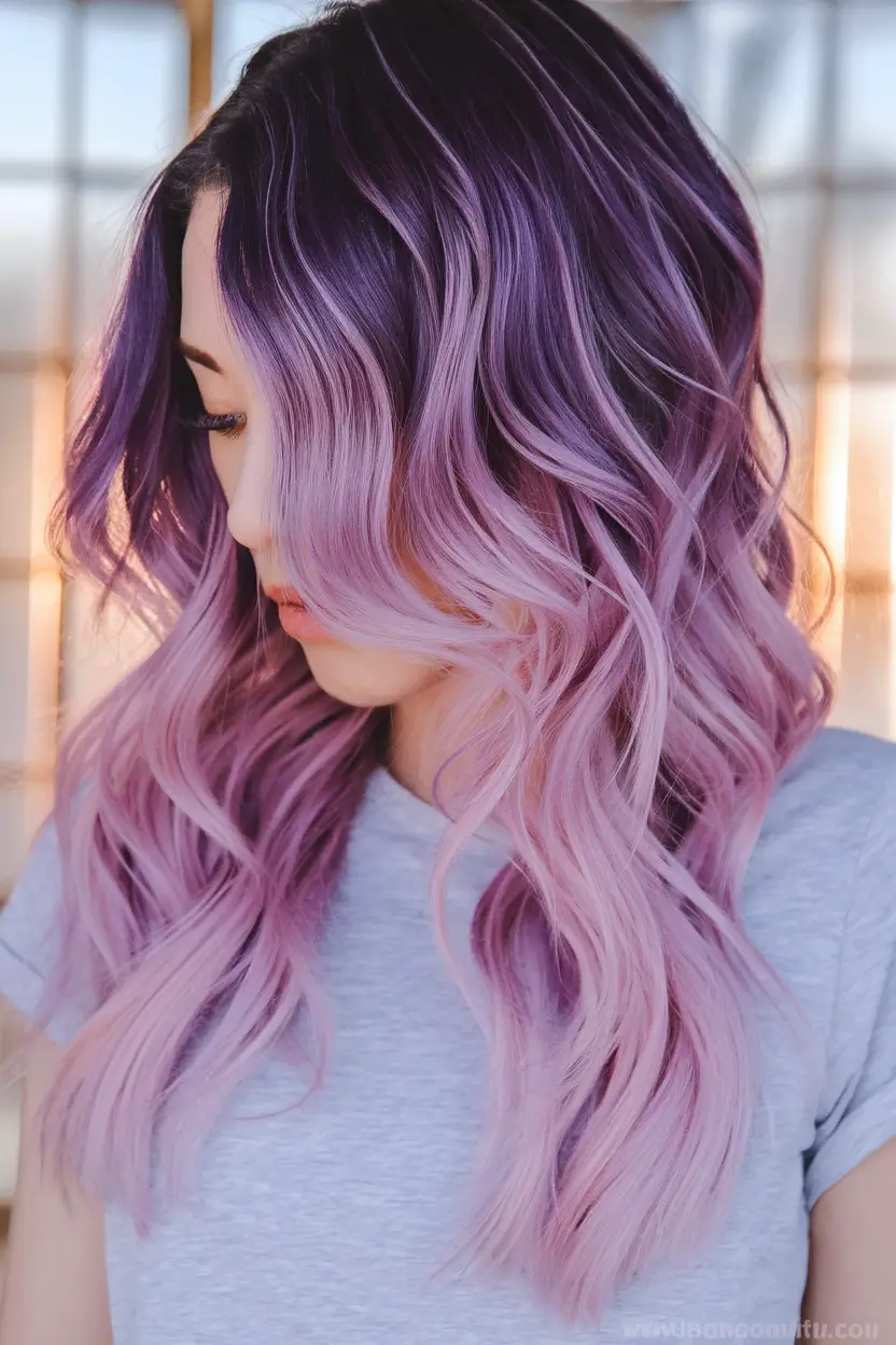 Modern shades of summer ombre hair color.