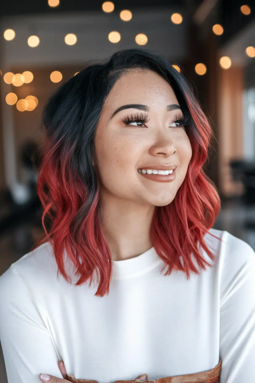 Modern shades of summer ombre hair color.