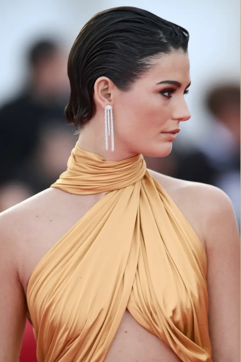 2025 haircut with a moist look with a sculptural turn
