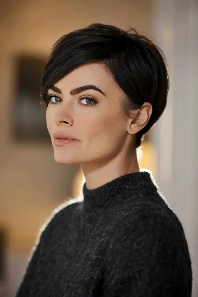 Haircut 2025 Precision Pixie with a soft angle