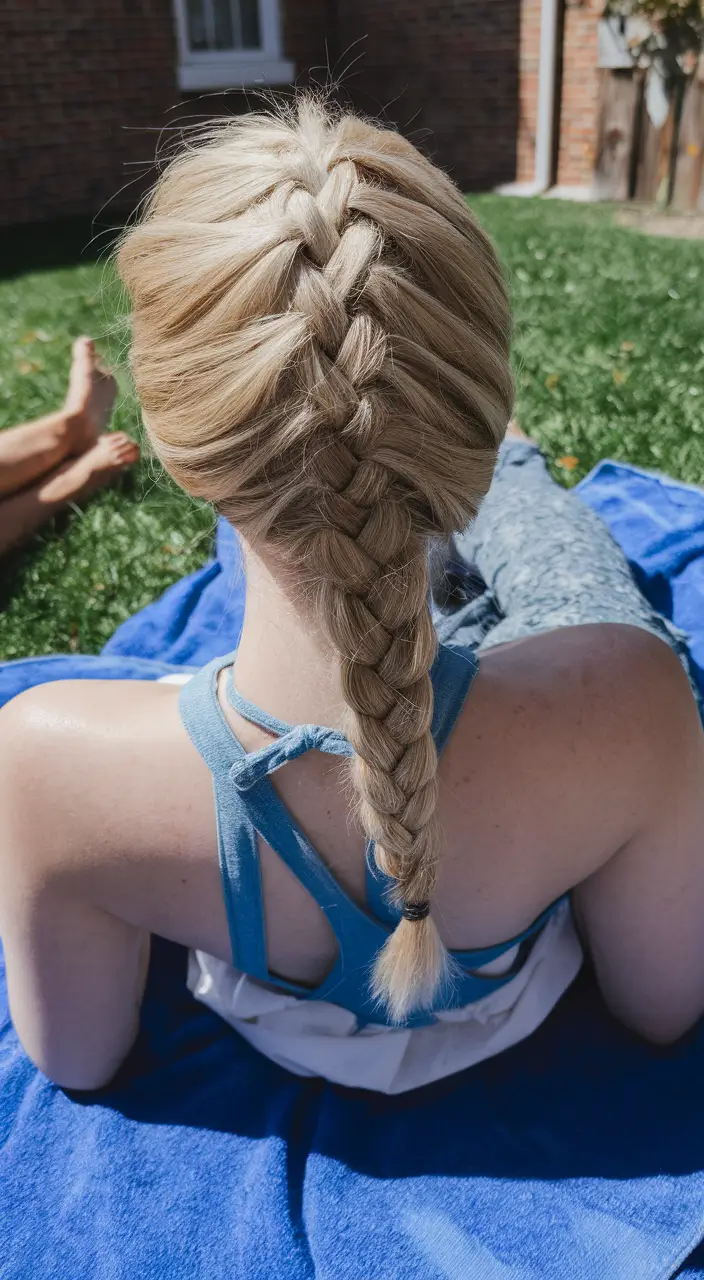 Practical summer hairstyles for swimming 2025 Classic French braid for a pool without fuss